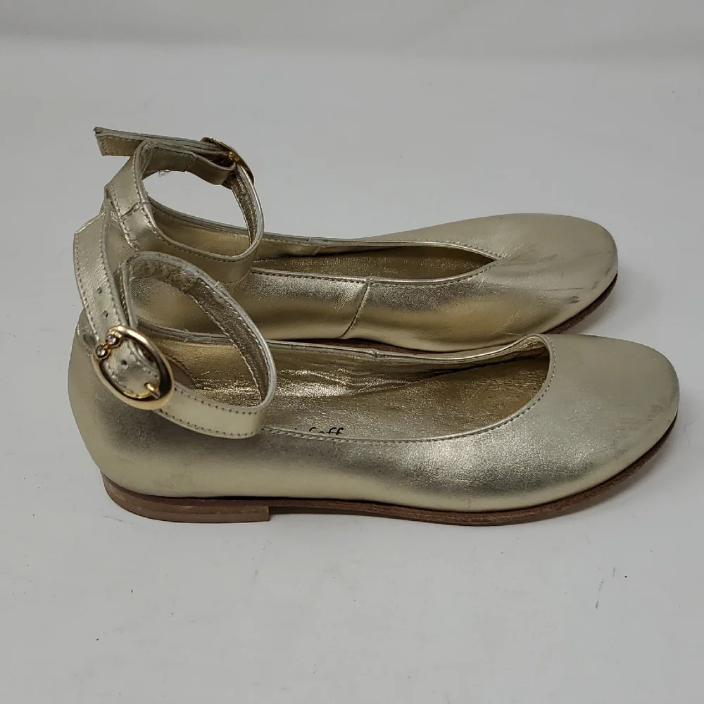 Michael Pasinkoff Kids Gold Dress Shoes with Ankle Strap Made In ITALY Girls 11